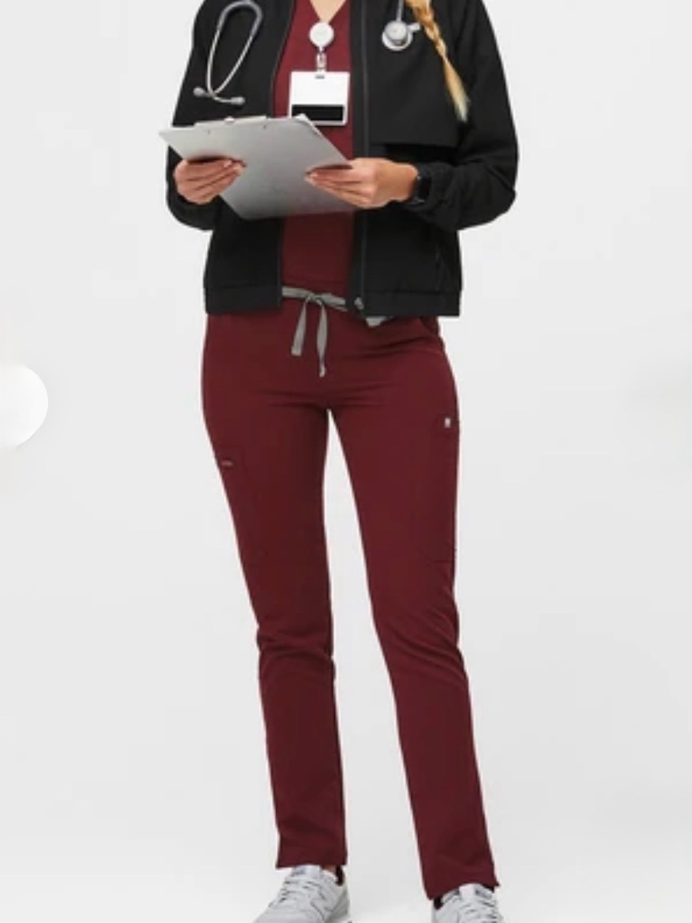 NWT Women’s Burgundy Yola Slim 
Tall Scrub Pants with Drawstring Waist